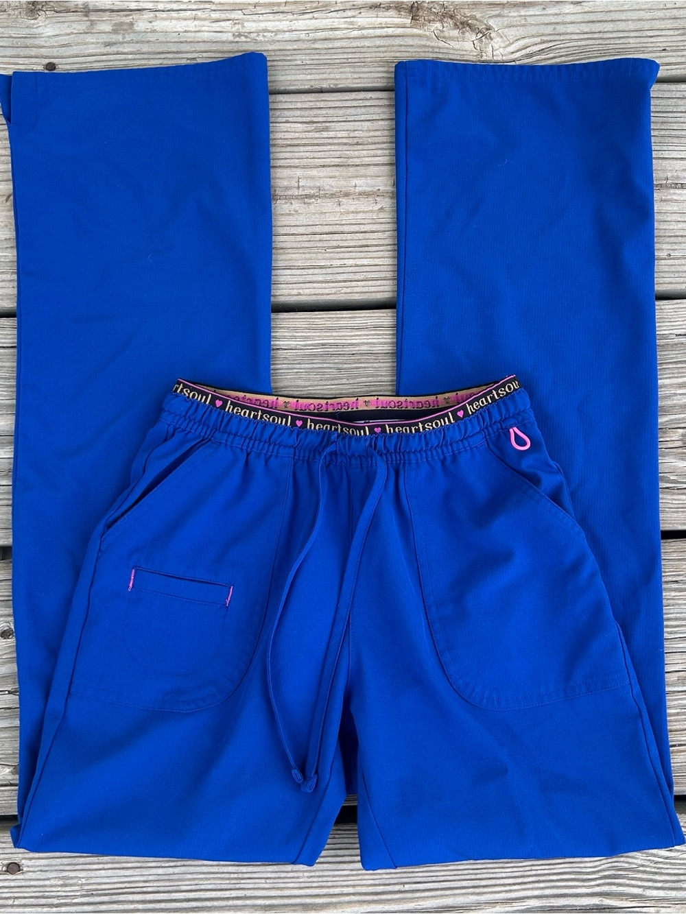 HeartSoul Royal Blue Scrub Pants with Heart Print Waistband